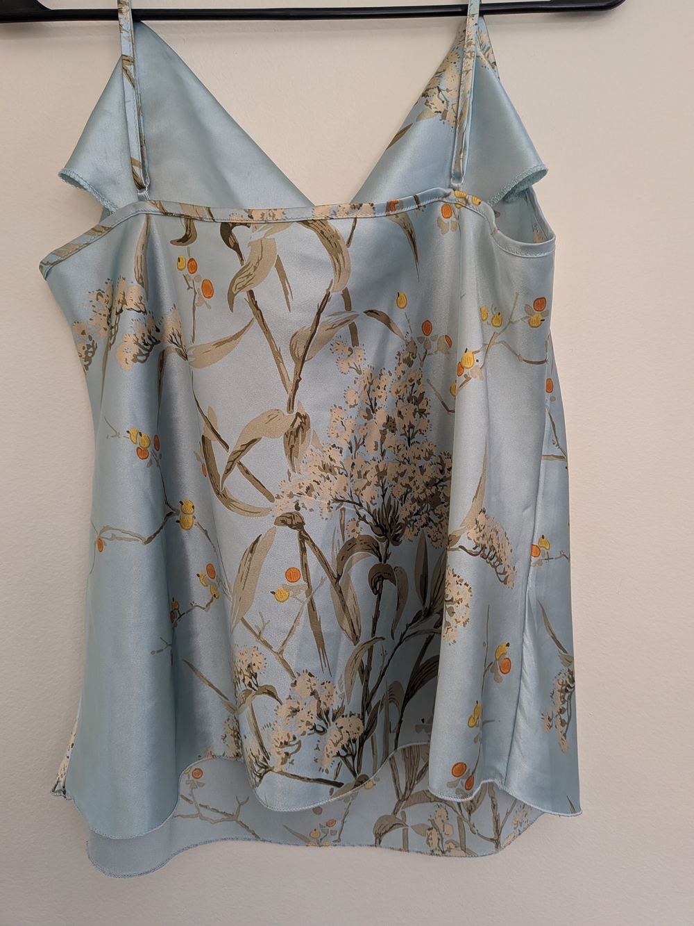 Light Blue Floral Satin Cowl Neck Camisole - Picture 4 of 7